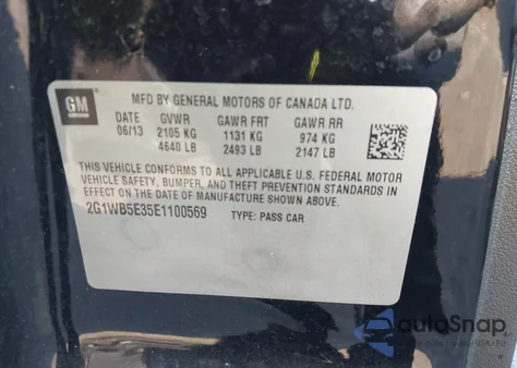 2014 Chevrolet Impala Limited Lt из США, поврежденный, VIN 2G1WB5E35E1100569